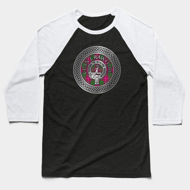 Clan Crawford Crest & Tartan Knot Baseball T-Shirt by Taylor'd Designs